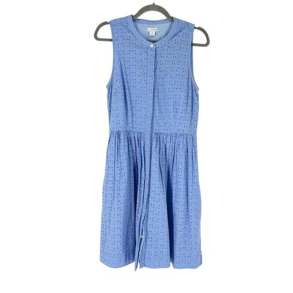 J. by J. Crew Eyelet Shirt Dress in Bright Perri Size 8 - Picture 2 of 11
